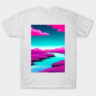 Anime pink landscape t-shirt T-Shirt